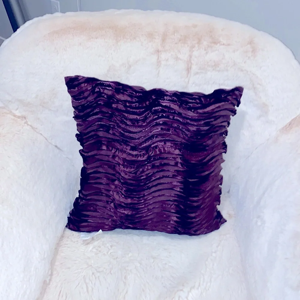 Wave Satin Throw Pillow Feather Filled Microsuede Solid Color Decorative‎ Throw